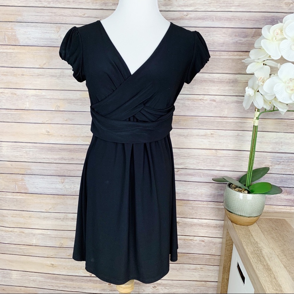 Little black dress with wrap accent